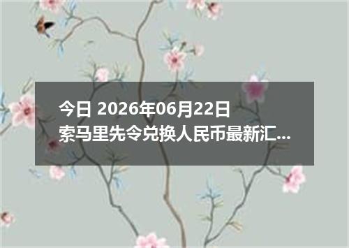 今日 2026年06月22日 索马里先令兑换人民币最新汇率行情
