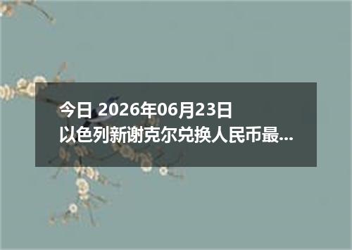 今日 2026年06月23日 以色列新谢克尔兑换人民币最新汇率行情