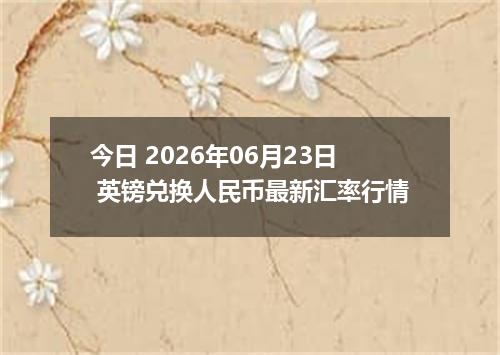 今日 2026年06月23日 英镑兑换人民币最新汇率行情