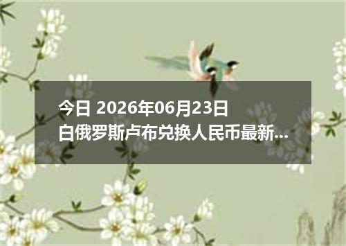 今日 2026年06月23日 白俄罗斯卢布兑换人民币最新汇率行情
